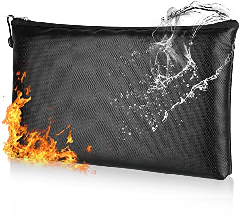 Dokumententasche Tresor Feuerfest Wasserdicht, Feuerfeste Dokumentenbox Geldtasche für A5 Dokumente, Aufbewahrungstasche mit Reißverschluss (27 * 16CM)
