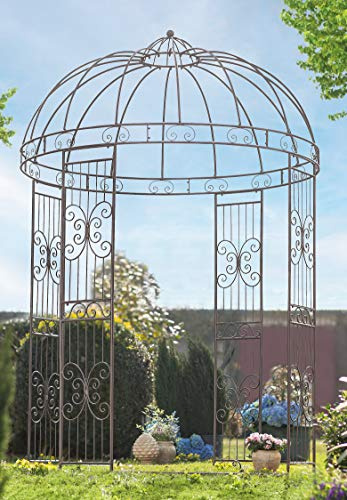 Dekoleidenschaft Metall-Pavillon „Romance“ im Antik-Stil, 2x3 m, Vintage Gartendeko, Retro Außen-Dekoration, Gartenpavillon, Rosenpavillon, Pergola, Rankpavillon