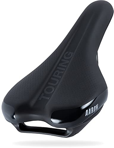AARON Touring Fahrradsattel mit Air Schaum - ergonomischer Fahrradsitz für Damen und Herren - bequemer Sattel für E-Bike, Trekkingrad, Tourenbike und Mountainbike in schwarz