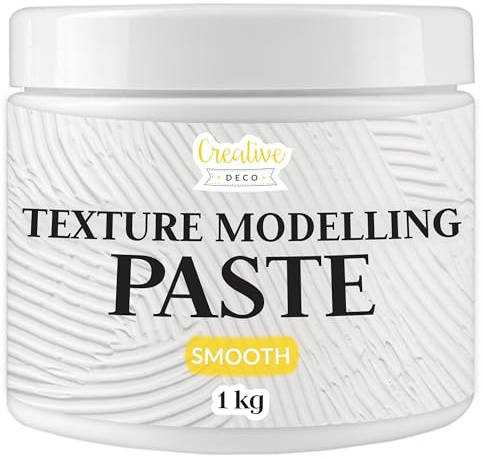 Creative Deco Strukturpaste Glatt 1 kg | Weiße Spachtelmasse | für Acrylmalerei | Modellierpaste für Kunstprojekte Acrylfarbe DIY 3D-Effekte Texturen Einfach mit Palettenmesser aufzutragen