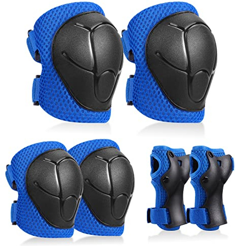 Knieschoner Kinder Schoner Set Inliner Schützer 6 in 1 Schutzausrüstung für 3-7 Jahre Kinder Ellenbogenschoner Handgelenkschoner Protektoren für Skateboard Roller Skaten Fahren