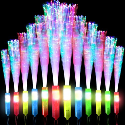 Joycabin 12 Stück LED Leuchtstäbe, Knicklichter Party Set, Multicolor Licht | Batteriebetrieben, Knickbar, Wiederverwendbar, Dauerlicht + Blinkmodus. Ideal für Halloween, Weihnachten, Karneval, Konzerte