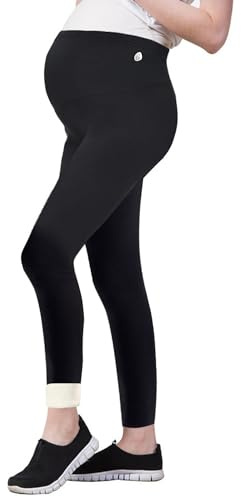 beifon Damen Umstandsleggings Thermo Winter, High Waist Thermo Leggings Damen Gefüttert Umstandsmode Blickdicht Umstandshose Schwangerschaftsleggings für Zuhause Yoga Sport