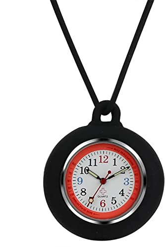 JewelryWe Krankenschwesteruhr Analog Quarz Taschenuhr 30 Wasserdicht Silikon Uhr mit Halskette Kette Schwesternuhr Pflegeuhr Pulsuhr für Arzt Geschenk Unisex