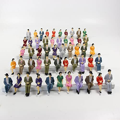 Lioaeust 50 Stück sitzende Figuren Maßstab 1:32 Modellfiguren People Track 1 bemalt
