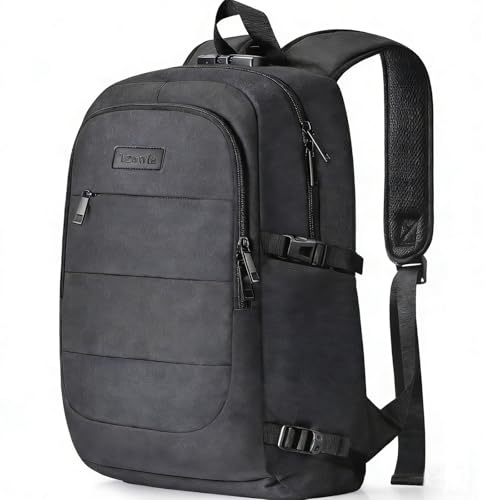 Tzowla Laptop Rucksack Herren und Damen, Reiserucksack Wasserdicht Anti-Diebstahl mit Giant Tumbler Holder Pocket fur 15,6 Zoll Notebook,Schmaler Business Arbeits Uni Lässiger Tagesrucksack-Schwarz