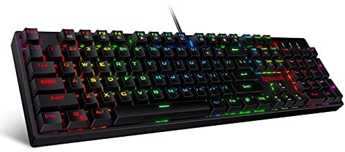 Redragon K582 US SURARA Mechanische Gaming Tastatur RGB QWERTY 104 Tasten | Rote Schalter LED Hintergrundbeleuchtung Anti Ghosting US Layout Programmierbar