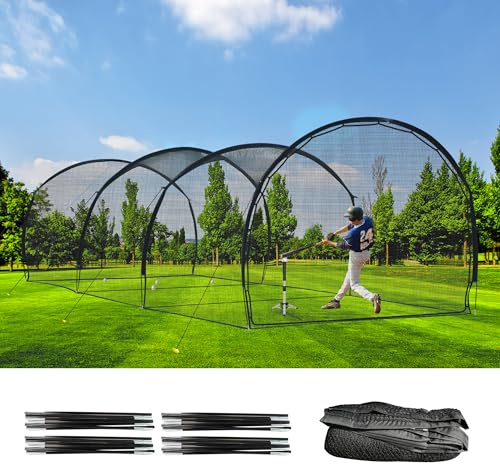 ORIENTOOLS Käfignetz, 9 x 4 x 2,8 m, Baseballschlägerkäfig, Baseball-Trainingsausrüstung, Batting-Käfignetz, Baseball- und Softball-Käfignetz mit Rahmen und Netz, Hinterhof-Schlagen und Pitching-Übung