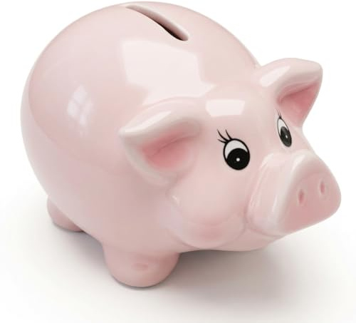 MIJOMA Keramik Sparschwein Rosa 13,5 x 8,5 cm – mit Gummistöpsel zum einfachen Entnehmen – dekorative Spardose für Erwachsene