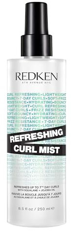 Redken Strukturgebendes Spray für eine sofortige Revitalisierung von Locken, Mit Squalan und Jojoba-Öl, Für ein frisches Haargefühl, Silikonfrei, Refreshing Curl Mist, 1 x 250 ml