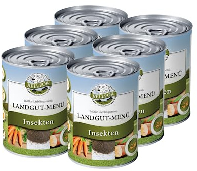 Bellfor Landgut-Menü Hochwertiges Getreidefreies Hypoallergenes Nass-Hundefutter mit Insekten, 6 x 800 g - Diätfutter mit hoher Verdaulichkeit ohne tierische Nebenerzeugnisse