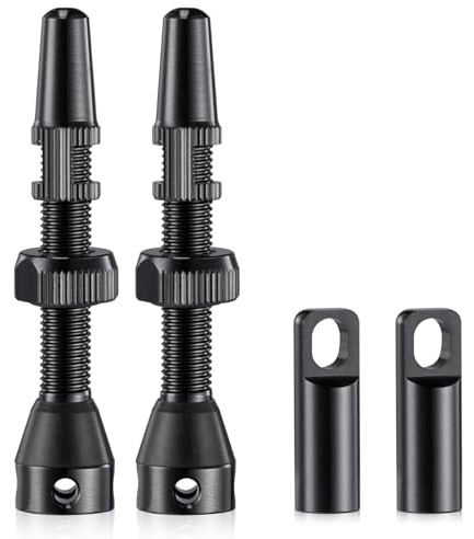 HZJD 2 Stück Presta Tubeless Ventile, Schwarz, Tubeless Vorbau(44 mm)