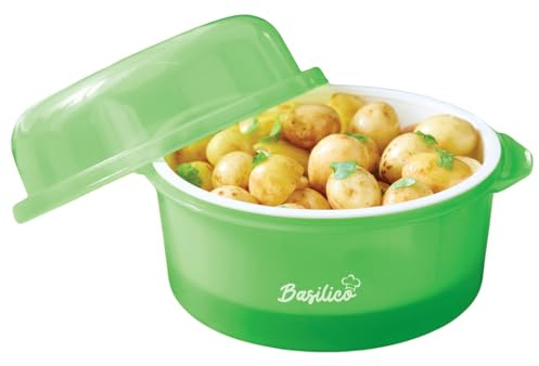 Basilico® Mikrowellen Kartoffelkocher - Dampfgarer für Kartoffeln und anderes Gemüse – energiesparend und schnelle Zubereitung - spülmaschinenfest - Ø 23 cm