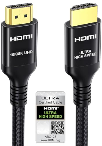 Etseinri 10K 8K 4K HDMI 2.1 Kabel 1M Zertifiziert Ultra High Speed | HDMI-Kabel 48 Gbit/s 4K bei 240/165/144/120/60 Hz 0.01 ms eARC VRR HDR10+ Fernseher Monitor Projektor Soundbar TV Laptop