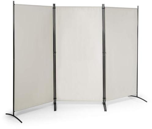 FANTASK 260 x 183cm Raumteiler, Paravent 3 teilig klappbar, Trennwand Wandschirm aus Metall & Polyester, Sichtschutz Room Divider Innen für Zuhause Büro Terrasse, Extra breit