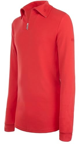 Brandsseller Herren Troyer mit Half-Zip – Leichter Baumwollpullover mit Reißverschluss und Kragen, weich, bequem & atmungsaktiv, ideal für Freizeit & Alltag – Rot, Größe 50