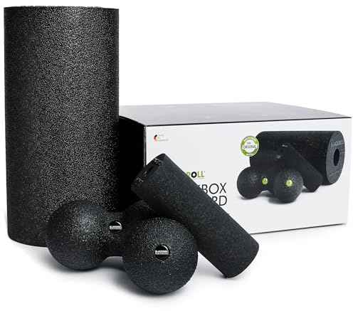 BLACKROLL® BLACKBOX Faszienrollen für die Selbstmassage: Set mit Faszienrolle STANDARD und MINI sowie mit Faszienball BALL 08 und DUOBALL 08 für effektives Training, Made in Germany