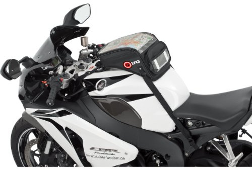 QBAG Tankrucksack Motorrad, Tanktasche ST09, Magnet & Riemen, 6 Liter, Schwarz
