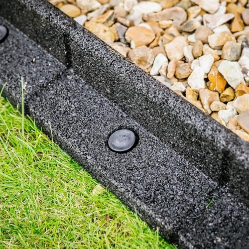 EcoShape FlexiBorder 6m Schwarz Flexibel Rasenkante Gummi | 6 x 1m Längen | Erhältlich in 6 Farben | Erhältlich in Packungen zu 2 m, 4 m und 6 m | Beeteinfassung für Rasenflächen | Wege Kunstrasen
