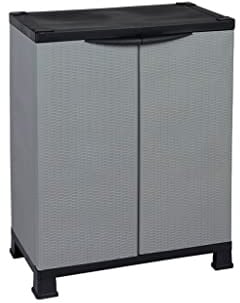 Kreher Kunststoffschrank Madera, im Rattan Design mit einem verstellbaren Einlegeboden mit 20kg Tragkraft - mittlere Version