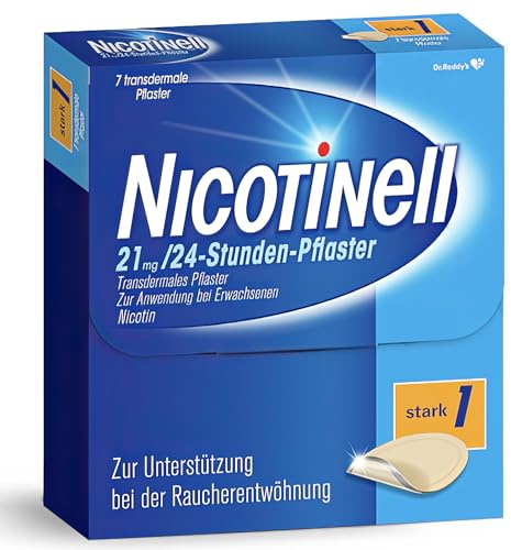 Nicotinell Nikotinpflaster 21 mg - 24 Stunden Wirkung zur Rauchentwöhnung und Linderung von Rauchverlangen - unterstützt beim Rauchen aufhören, geeignet für starke Raucher, 7 Stück