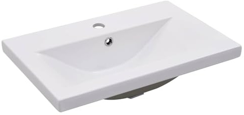 vidaXL Einbauwaschbecken Waschbecken Einbau Einsatz Waschtisch Aufsatzwaschbecken Waschplatz Handwaschbecken 61x39,5x18,5cm Keramik Weiß