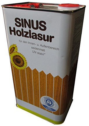 Burtex Sinus Holzlasur Ebenholz Seidenmatt 5 Liter - Holzschutz Innen & Außen Wetterfest UV-Stabil