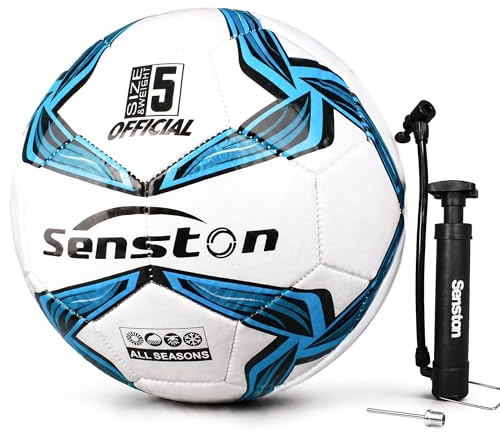 Senston Fussball Mit Pumpe, Soft-Touch Fußball Größe 4 / GröSse 5 | Abriebfest, wasserbeständig, guter Rückprall, für Rasen/Kunstrasen, inkl. Pumpe