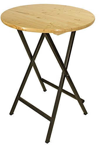 DEGAMO Stehtisch ZÜRICH 78cm rund, Stahlgestell grau + Holzplatte, klar lackiert, klappbar
