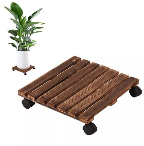 PflanzenkarrenPflanzkarrenRollender Pflanzenwagen Blumenkarren Gartenpflanzentablett mit Rädern, Holzpflanzenwagen mit Rädern, Pflanzenkarren Pflanzkörbe für drinnen und draußen / 30 * 30 cm