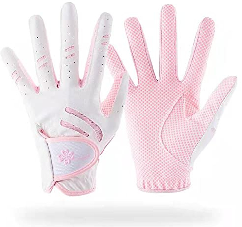 Kinder Golfhandschuhe Leder Elastisch Stoff Golfhandschuhe für Jungen und Mädchen Weich Atmungsaktiv Verschleißfest Ein Paar Linke und Rechte Golfhandschuhe - S/M/L