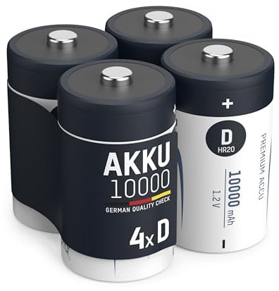ANSMANN Akku Mono D 9300 mAh 1,2V NiMh, 4 Stück, wiederaufladbar, ideal für Spielzeug, Modellbau, Taschenlampe, Radio