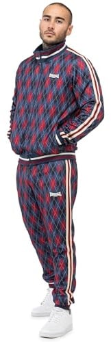 Lonsdale Herren Trainingsanzug schmale Passform REDFORD, Navy/Red/Ecru, XXL, 117636