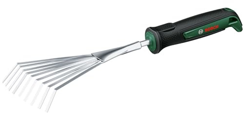 Bosch Garden Gartenhandrechen (zum Abharken von Gartenabfällen und Pflanzenrückständen, robust, Edelstahl, Softgrip, egonomisches Design)