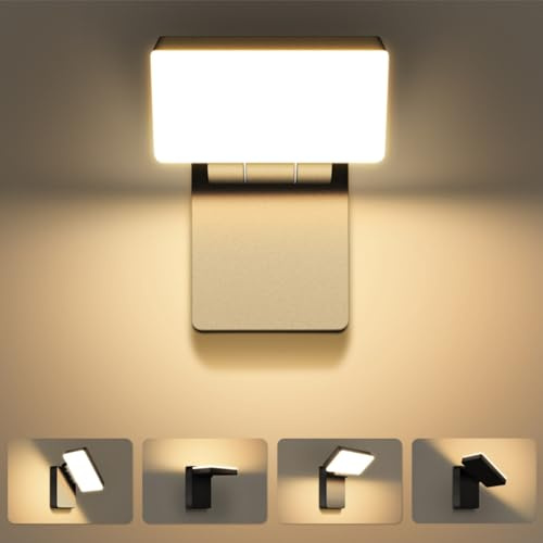 Kingwen LED Wandleuchte außen faltbar,40W 3000lm,180° klappbar,360° | Schwarze faltbare Außenlampe aus Aluminium,IP65;180° klappbar und 360° drehbar für Hauswand,Terrasse,Hof und Garage