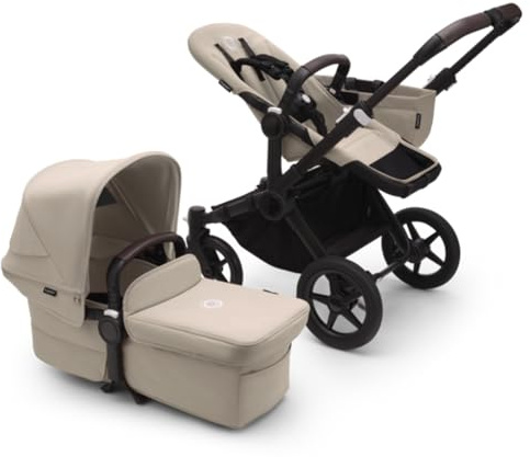 Bugaboo Donkey 5 Mono Kinderwagen, umbaubar zum Doppel- oder Zwillingskinderwagen, verbessertes Design, wendbarer Sitz, Ein-Hand-Lenkung und extra viel Stauraum, Desert Taupe