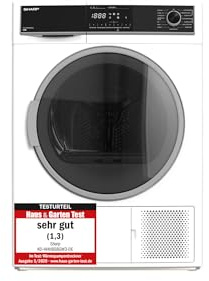 Sharp KD-HHH8S8GW3-DE Wärmepumpentrockner / C / 8 kg / BubbleDrum-Schontrommel inkl. Trommel-Innenbeleuchtung / 15 Trockenprogramme / 30-minütigen Schnellprogramm/Wechselbarer Türanschlag / Weiß