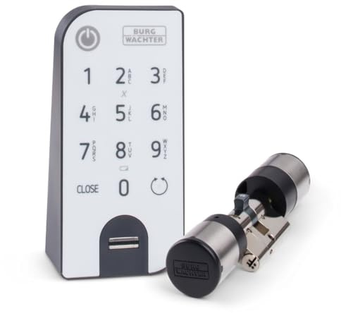 BURG-WÄCHTER Elektronisches Türschloss, Zylinder und Keypad, Öffnung mit App, Fingerprint, Pincode oder Funkschlüssel, ENTRYeasy 7602 FP, Schwarz/Edelstahl, Biometrisch