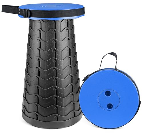 Hesanzol Tragbarer Teleskophocker, einziehbarer Klapphocker für Camping, Garten, Angeln, Wandern, Reisen, Grillen, verstellbare Klapphocker, maximale Traglast 180 kg