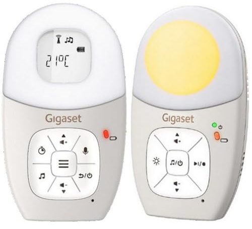 Gigaset Baby 100 Audio – Audio-Babyphone mit DECT-Technologie – Sichere Zwei-Wege-Kommunikation – 300m Reichweite - Fütterungstimer - Temperatursensor - Nachtlicht, Warm Grey [Deutsche Version]