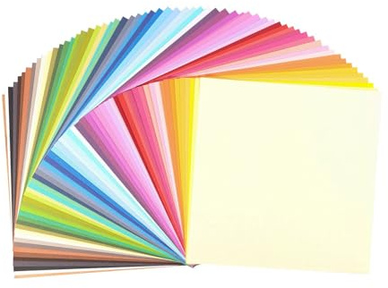 Vaessen Creative Florence Cardstock Papier - Farbenmix - 216 Gramm/m² - Quadratisch -30,5 x 30,5 cm - 60 Stück - Textur - für Scrapbooking -Kartenherstellung -Stanzen und andere Papierbasteleien