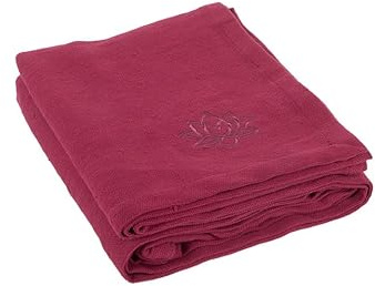 Bodhi Yogadecke SHAVASANA | Meditationsdecke aus 100% Baumwolle | Gemütliche & wärmende Wohndecke | Grob gewebte & robuste Sofadecke | Tagesdecke auch für Yogaübungen | Entspannungsdecke | Wein-rot