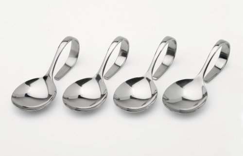 Weis Gourmetlöffel Set 4-teiliger mit geschwungenem Griff aus Edelstahl in der Farbe Silber, Größe: 18x4,30x3 cm, 16164