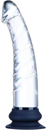 23 cm realistischer großer Dildo, transparenter Glas-Analplug, mit erhabenen Texturen und Silikon-Saugfuß. XL großer Dildo, ein Erwachsenen-Spielzeug, für Anus- und Prostata-G-Punkt-Stimulation