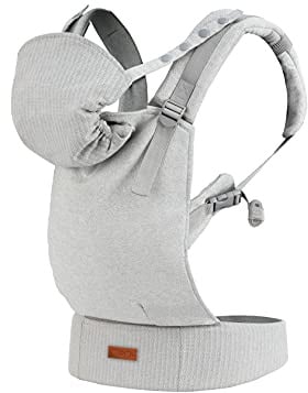 MoMi COLLET Babytrage für Kinder im Alter 3-48 Monate (4-20 kg Körpergewicht), 2 Tragepositionen mit 6 Einstellpunkten, mit Kapuze und einer Köpfchenstütze für das Baby