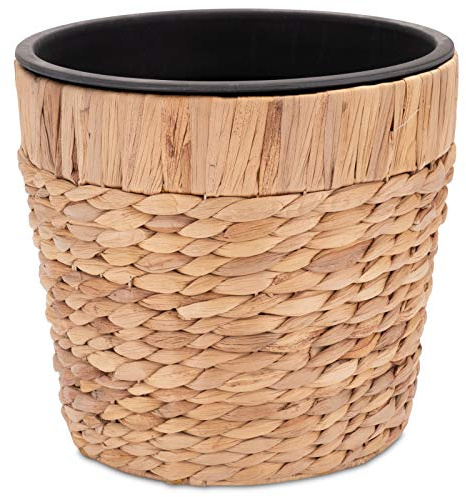 Decorasian Blumentopf rund geflochten aus Seegras mit stabilem Kunststoffeinsatz zum bepflanzen - Pflanztopf - 26cm