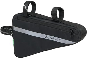 VAUDE Frame Bag L Rahmentasche Fahrrad 1,7 L, Klettbefestigung, Black | Dreiecktasche fürs Rahmendreieck, Organizer innen, Reißverschluss-Außenfach, Reflexdruck, 220 g