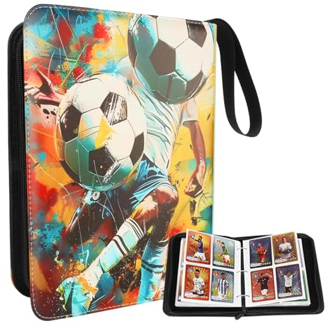 Fussball Sammelalbum Fußball Karten Ordner Karten Aufbewahrungstasche 50 Seiten 400 Kartenkapazität,Sammelkarten Album für Fußballkarten Sammelalbum Fußball Karten zum Sammeln und Tauschen