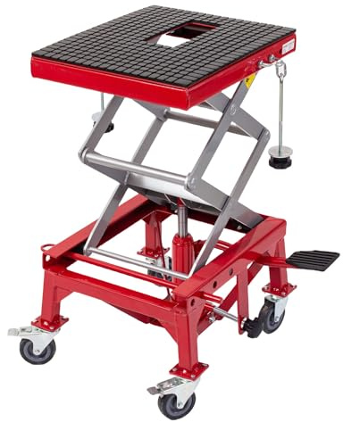 KATSU Tools Motorradheber hydraulisch Scherenhebebühne mit Rädern, 300 lbs / 136 kg Tragkraft, Motorrad Liftständer für Reparatur & Wartung 161243