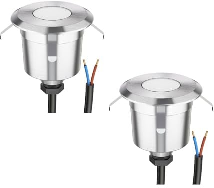 ledscom.de 2 Stück LED Bodeneinbauleuchte AGENA für außen, IP65, edelstahl, rund, 60mm Ø, warmweiß